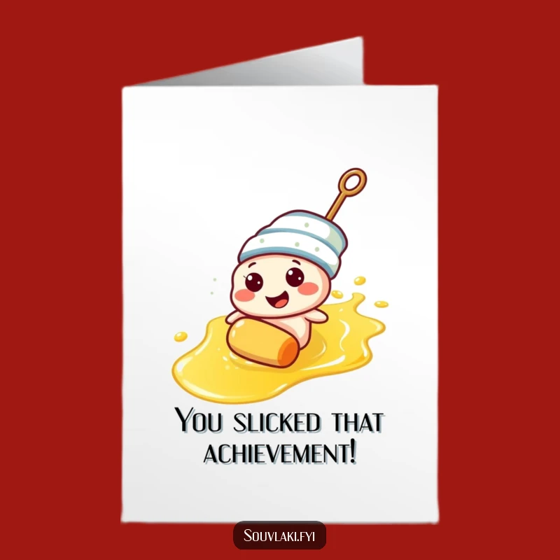 Free Printable Congrats Card: Souvlaki Skewer Success, Olive Oil Slide, Downloadable