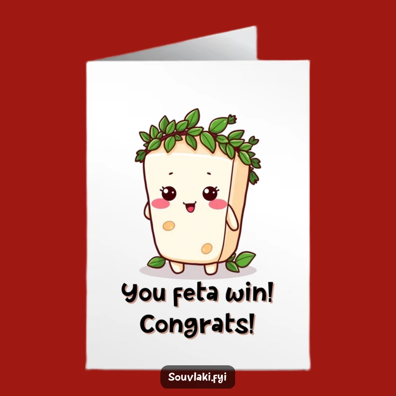 Free Printable Congrats Card: Feta's Victory Wreath, Humorous Downloadable