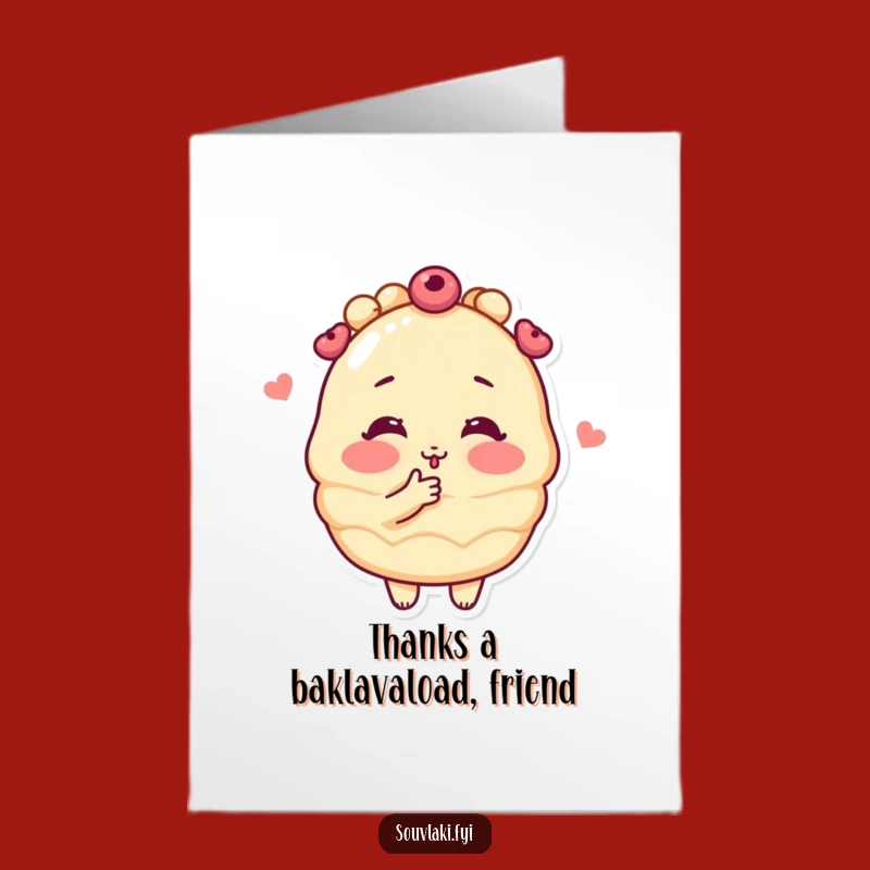 Free Printable Baklava Kiss Thank You Card: Funny Downloadable Sweet Appreciation