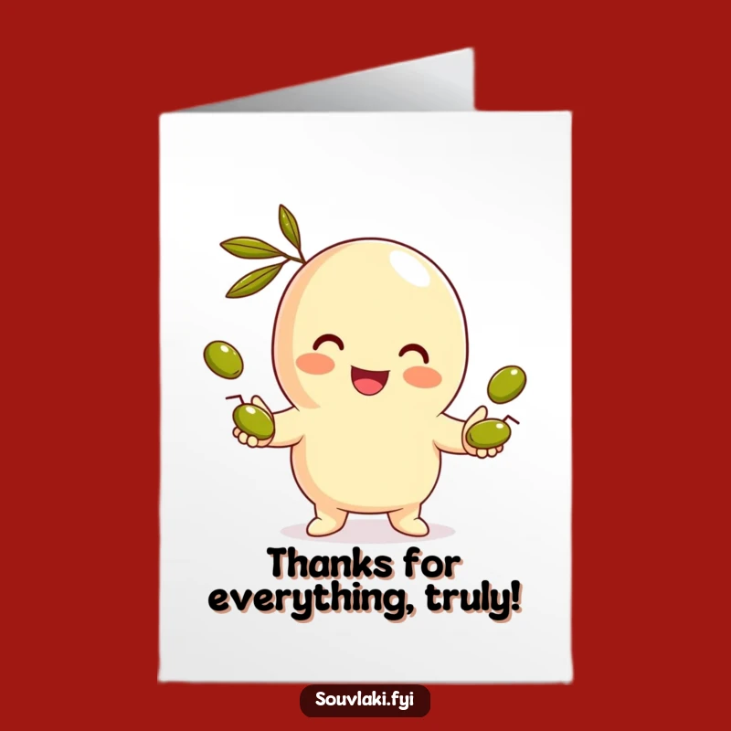 Free Printable Gyro Thank You Card: Juggling Olives, Funny Gift