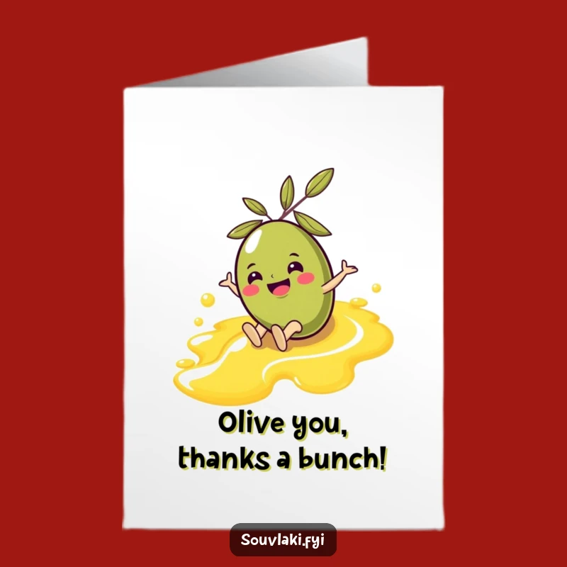 Free Printable Olive Thank You Card: Slipping Fun, Funny Gift