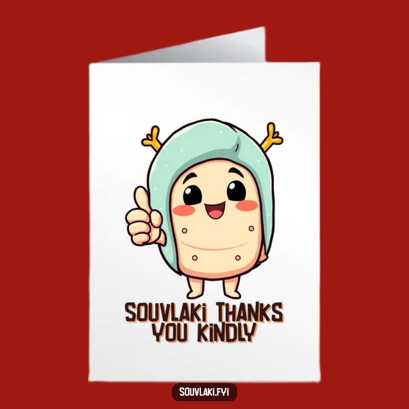 Free Printable Thank You Card: Souvlaki's Thumbs Up, Fun Foody Gratitude Greeting