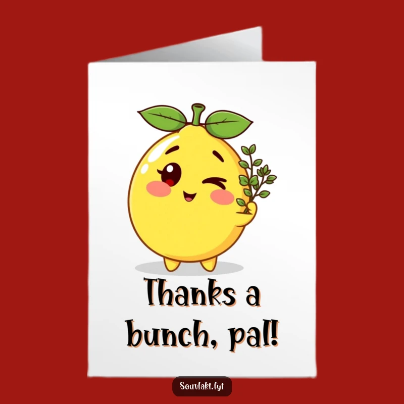 Free Printable Thank You Card: Winking Lemon Oregano, Funny Downloadable Gift