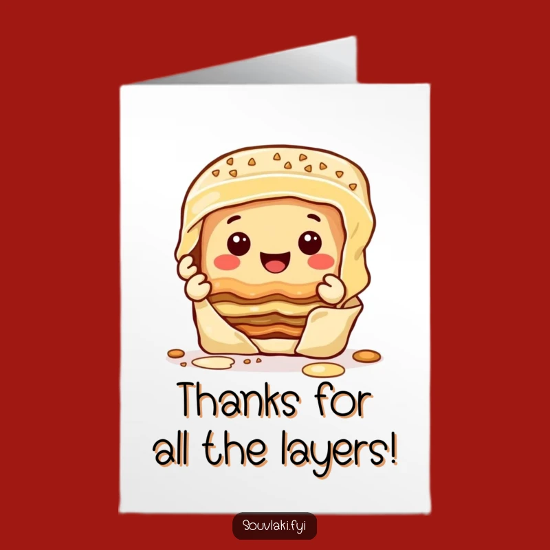 Free Printable Thank You Card: Baklava Layers, Funny Downloadable Gift
