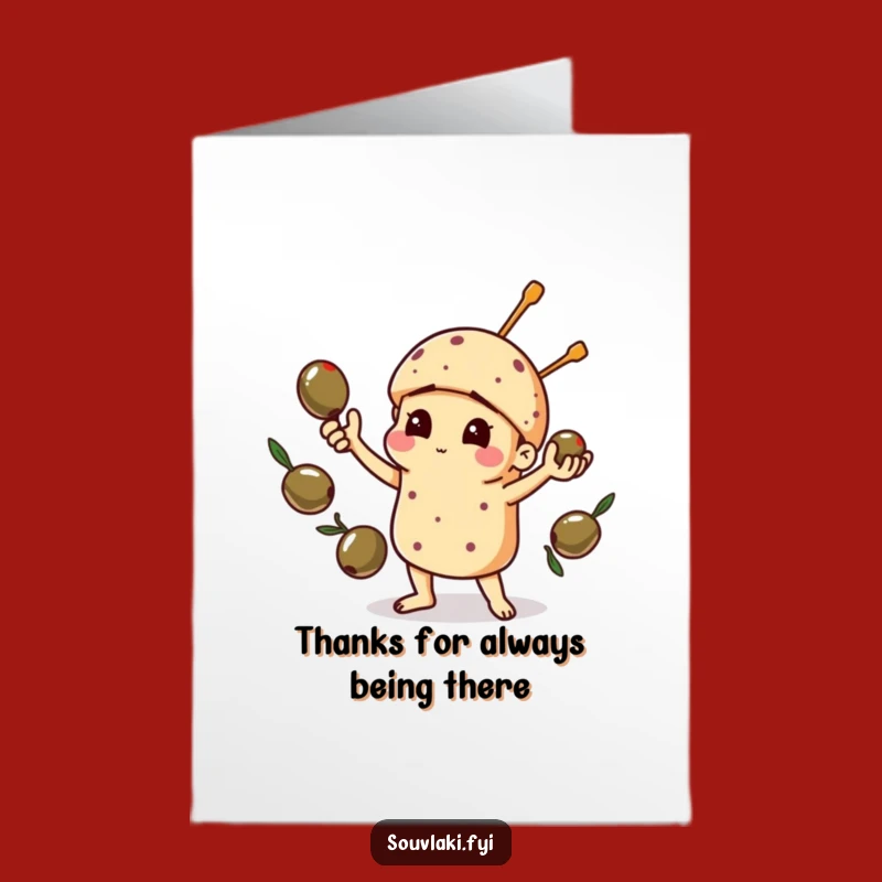 Free Printable Thank You Card: Juggling Souvlaki Funny Downloadable Gift