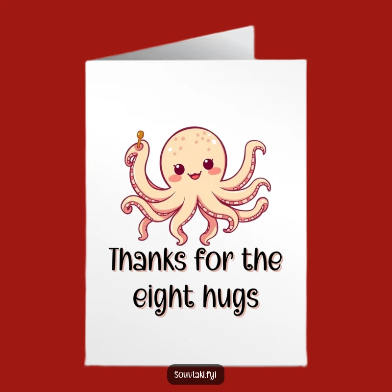 Free Printable Thank You Card: Chubby Octopus Skewer, Fun Downloadable Gift