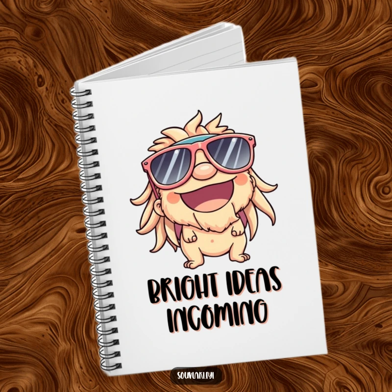 Funny Notebook: Souvlaki character in sunglasses, smiling, comically jotting notes on a sunny day.