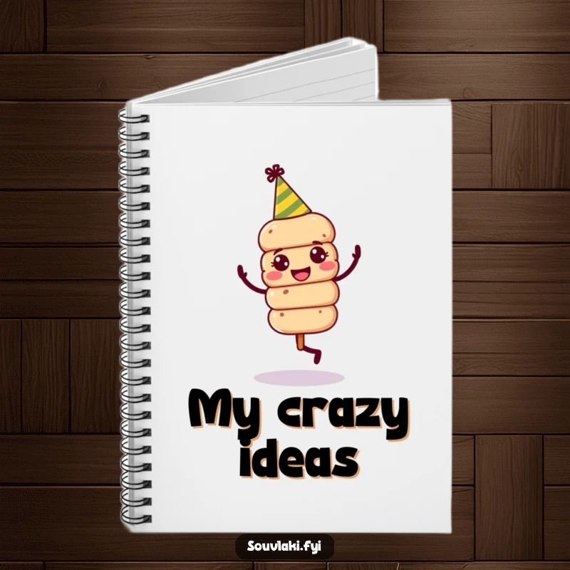 Funny Souvlaki Skewer Party Planner Notebook: A jovial souvlaki skewer in a party hat dances, ready for party plans.
