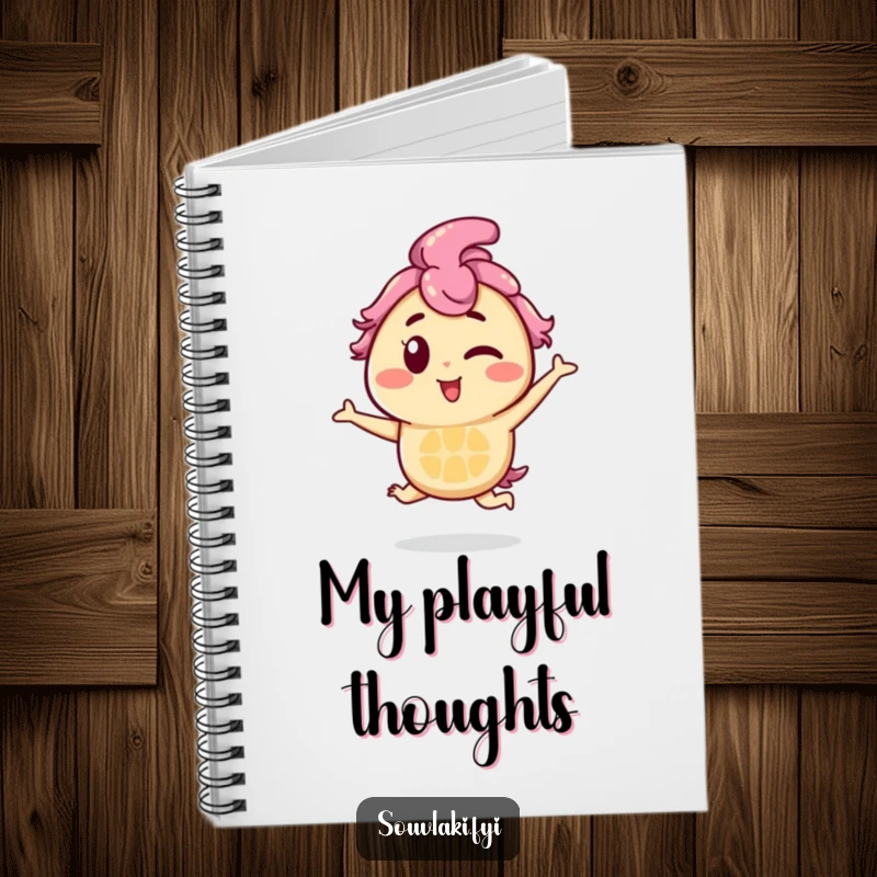 Funny Souvlaki Notebook: A souvlaki skewer character winks and hops playfully, ideal for journaling with a touch of humor.