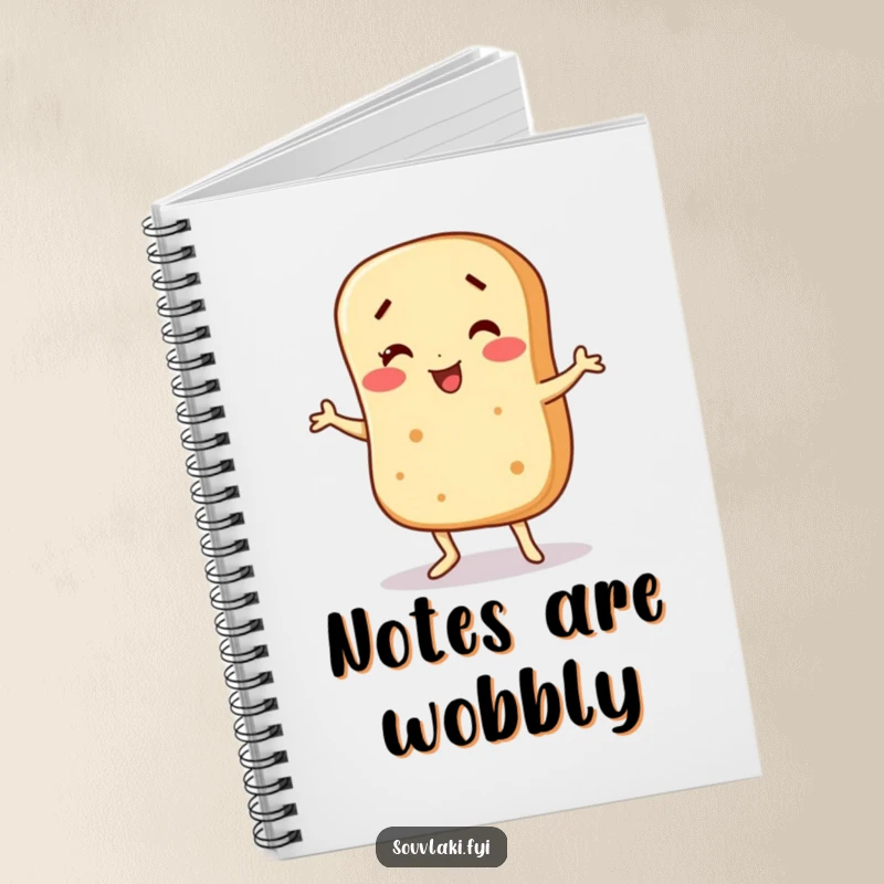 Funny Notebook: A pita bread character does a funny wobble dance, ready for your notes. Humorous stationery.