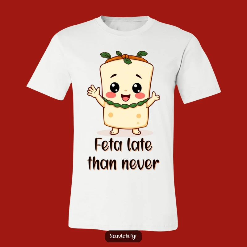 Funny Feta Cheese Toga Cheer T-Shirt - Happy Greek Character