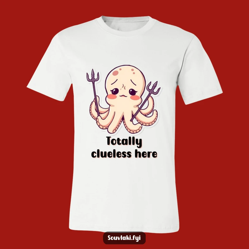 Funny Octopus Trident T-Shirt - Confused Character Style, Awesome Funny Gift!