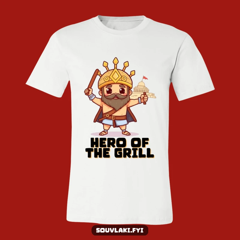 Funny Souvlaki Temple Pose T-Shirt: Heroic Greek Skewer for Food Lovers