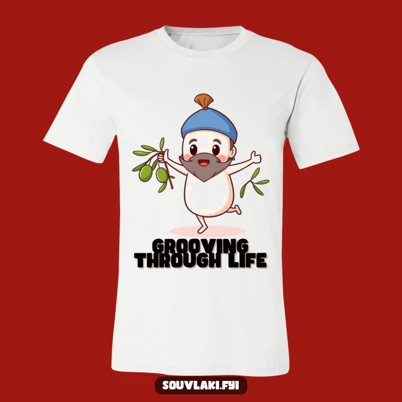 Funny Dancing Souvlaki T-Shirt: Whimsical Olive Branch Dance Moves