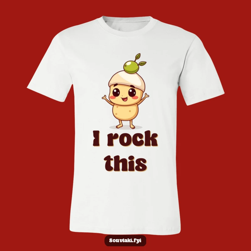 Funny Souvlaki Olive Balance T-Shirt - Proud Foodie Tee