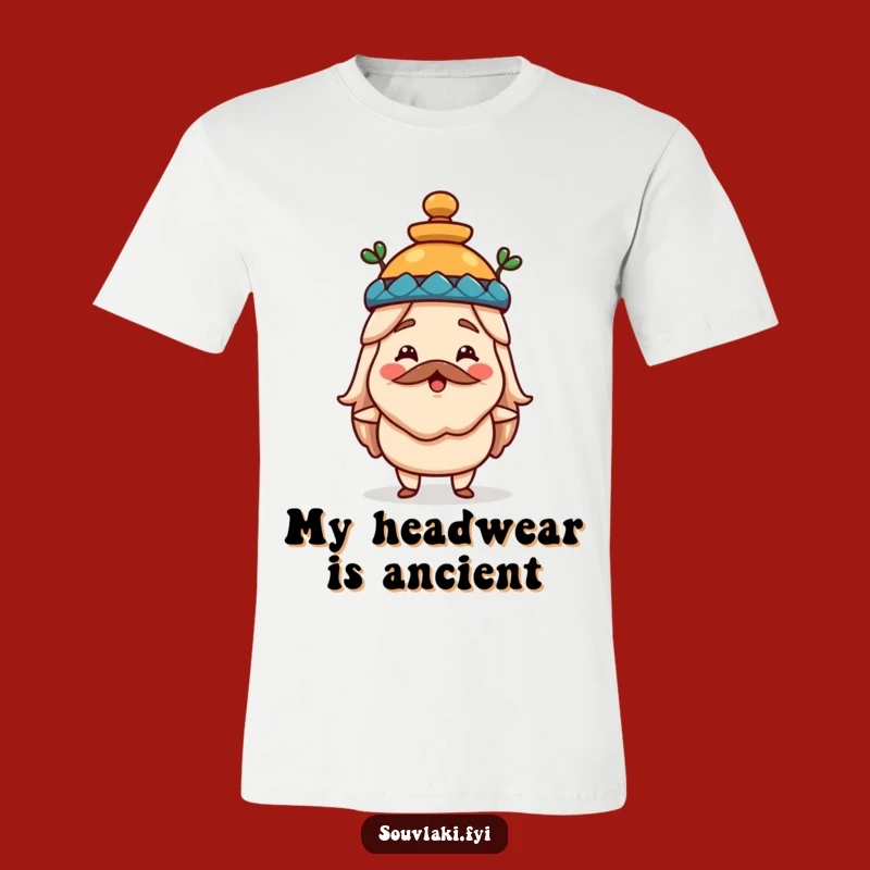 Funny Souvlaki Hat T-Shirt - Cute Greek Food Cartoon Tee, Great Gift Idea