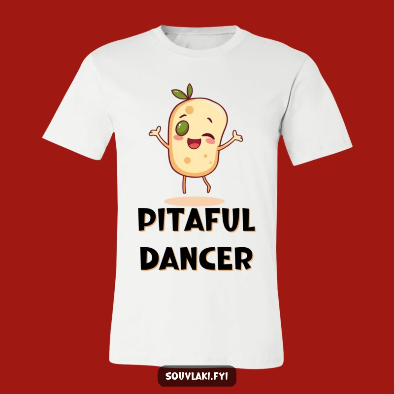 Funny Pita Dance T-Shirt: Cheerful Olive-Eyed Character Tee
