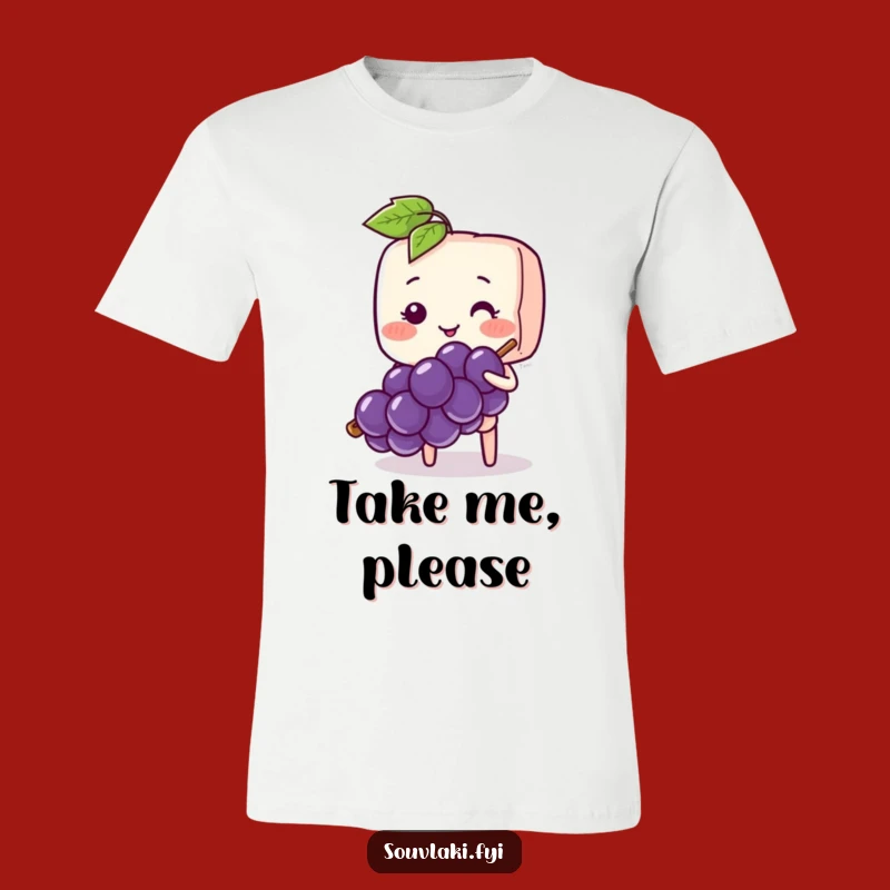 Funny Souvlaki Skewer Shy Offer Tee - Blushing Grape T-Shirt, Cute Funny Gift