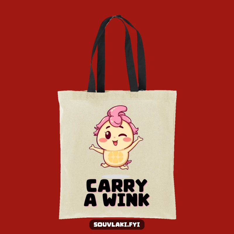 Funny Souvlaki Wink Tote Bag: Playful Skewer Hopper, Ideal Humorous Gift