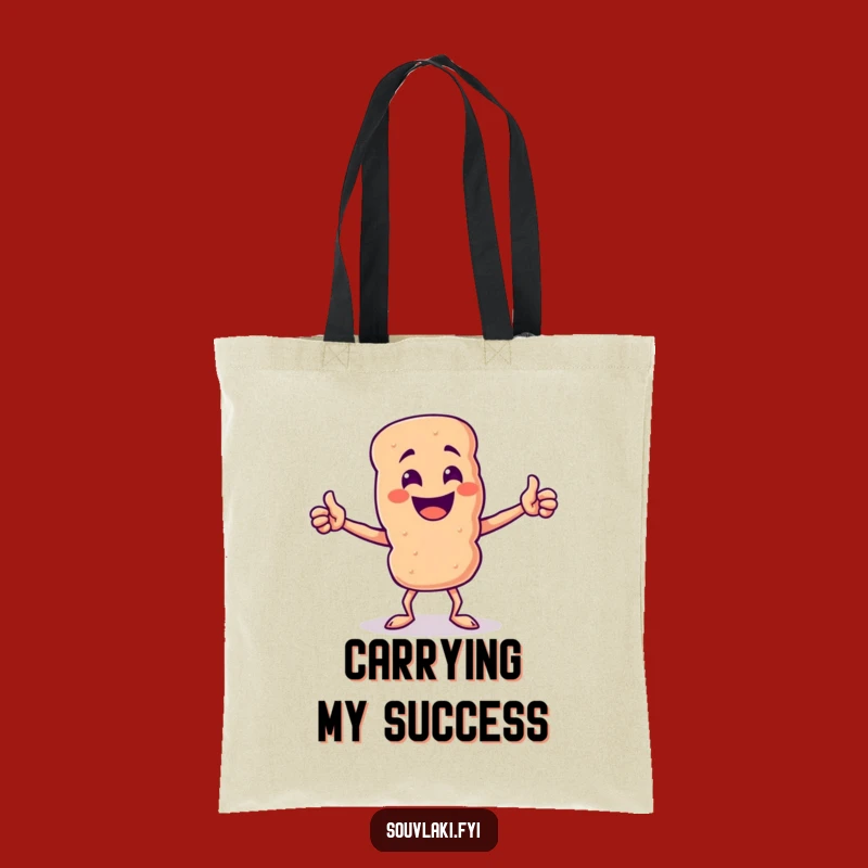 Funny Souvlaki Skewer Triumph Tote Bag - Triumphant Pose Eco-Friendly Funny Gift