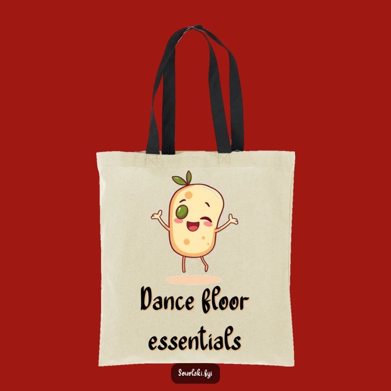 Funny Pita Dance Tote Bag: Cheerful Olive-Eyed Character Carry-All
