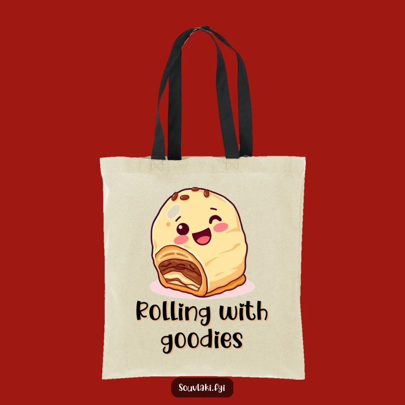 Funny Baklava Roll Tote Bag: Nutty Treat Rolls Downhill, Practical Funny Gift