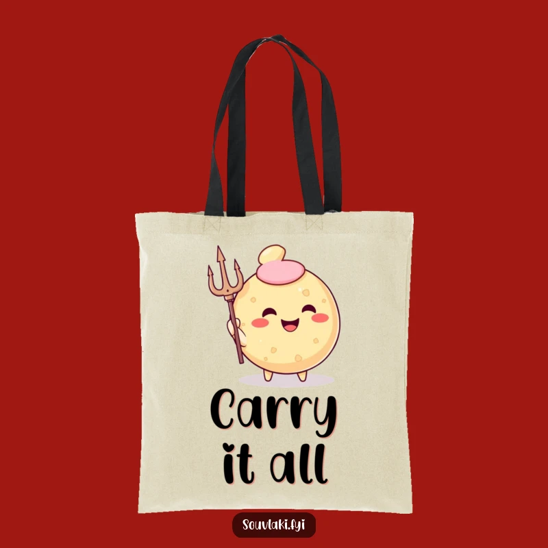 Funny Pastry Trident Tote Bag - Triumphant Fried Character