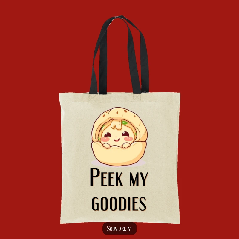 Funny Spanakopita Peek Tote Bag: Giggling Pastry Carries Humor, Practical Funny Gift